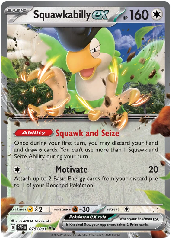 075/091 Squawkabilly EX (Paldean Fates) Pokémon card (English)