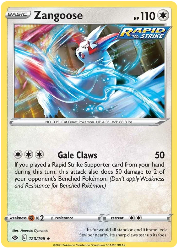 120/198 Zangoose (Rare) (Chilling Reign) Pokémon card (English)