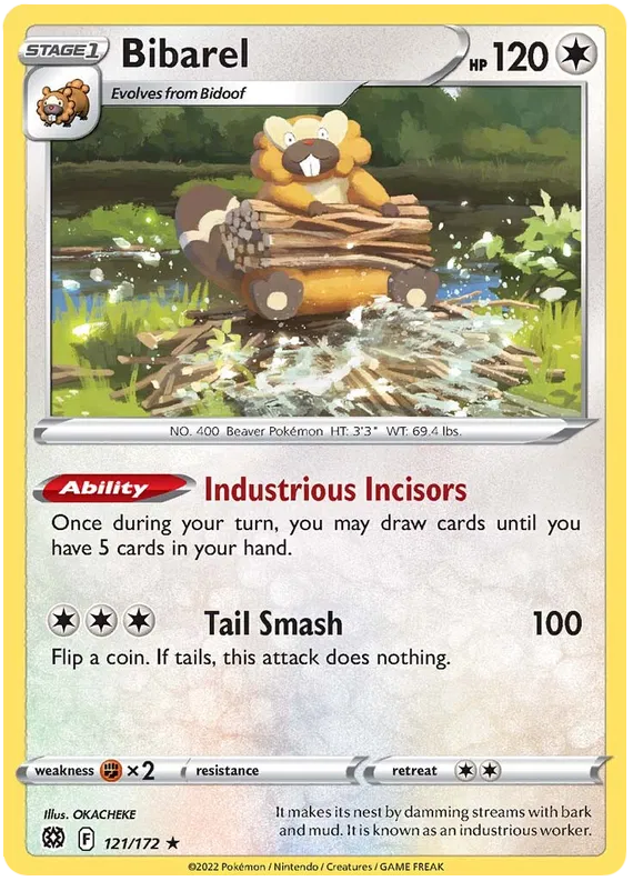 121/172 Bibarel (Holo) (Brilliants Stars) Pokemon card (English)