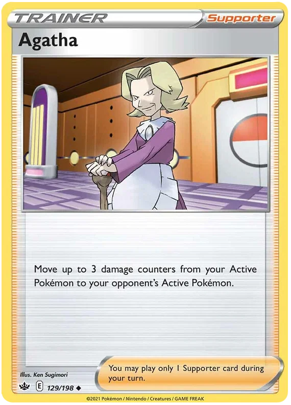 129/198 Agatha (Supporter) (Chilling Reign) Pokémon card (English)