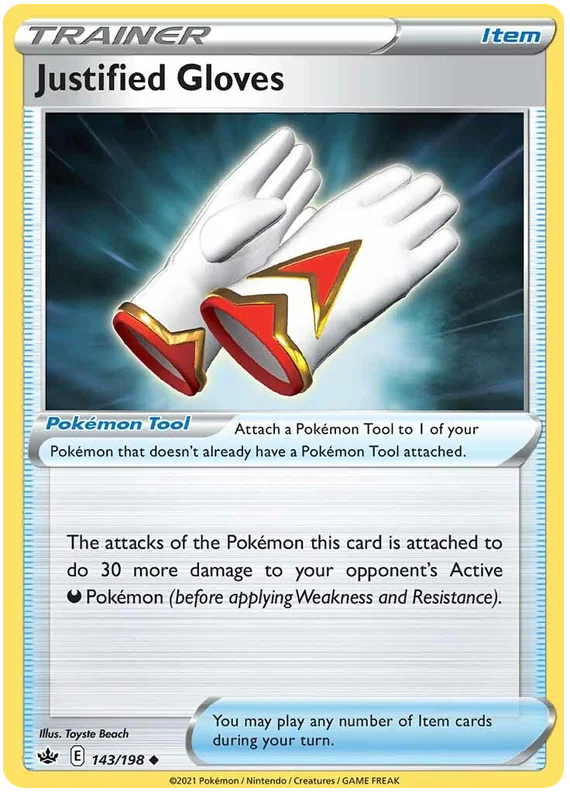 143/198 Justified Gloves (Item) (Chilling Reign) Pokémon card (English)