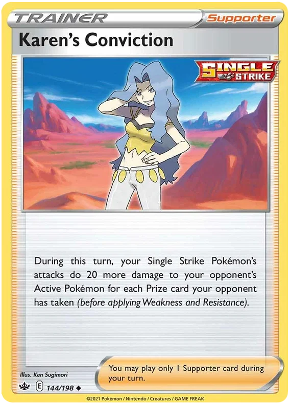 144/198 Karen's Conviction (Supporter) (Chilling Reign) Pokémon card (English)
