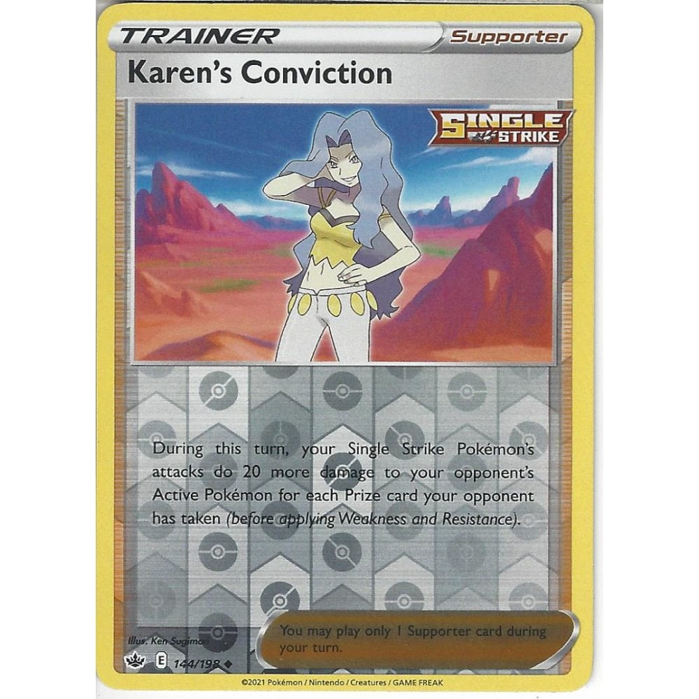 144/198 Karen's Conviction (reverse holo) (Supporter) (Chilling Reign) Pokémon card (English)